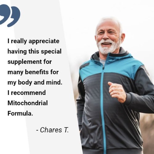 Customer testimonial describing increased energy and vitality with Advanced Mitochondrial Formula