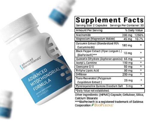 Packaging of Advanced Mitochondrial Formula supplement