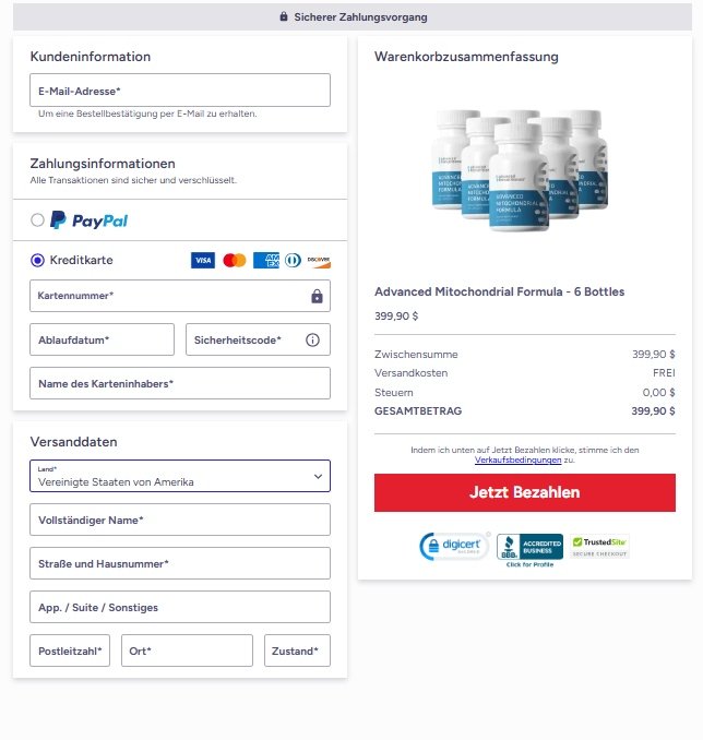 Advanced Mitochondrial Formula secure payment guarantee